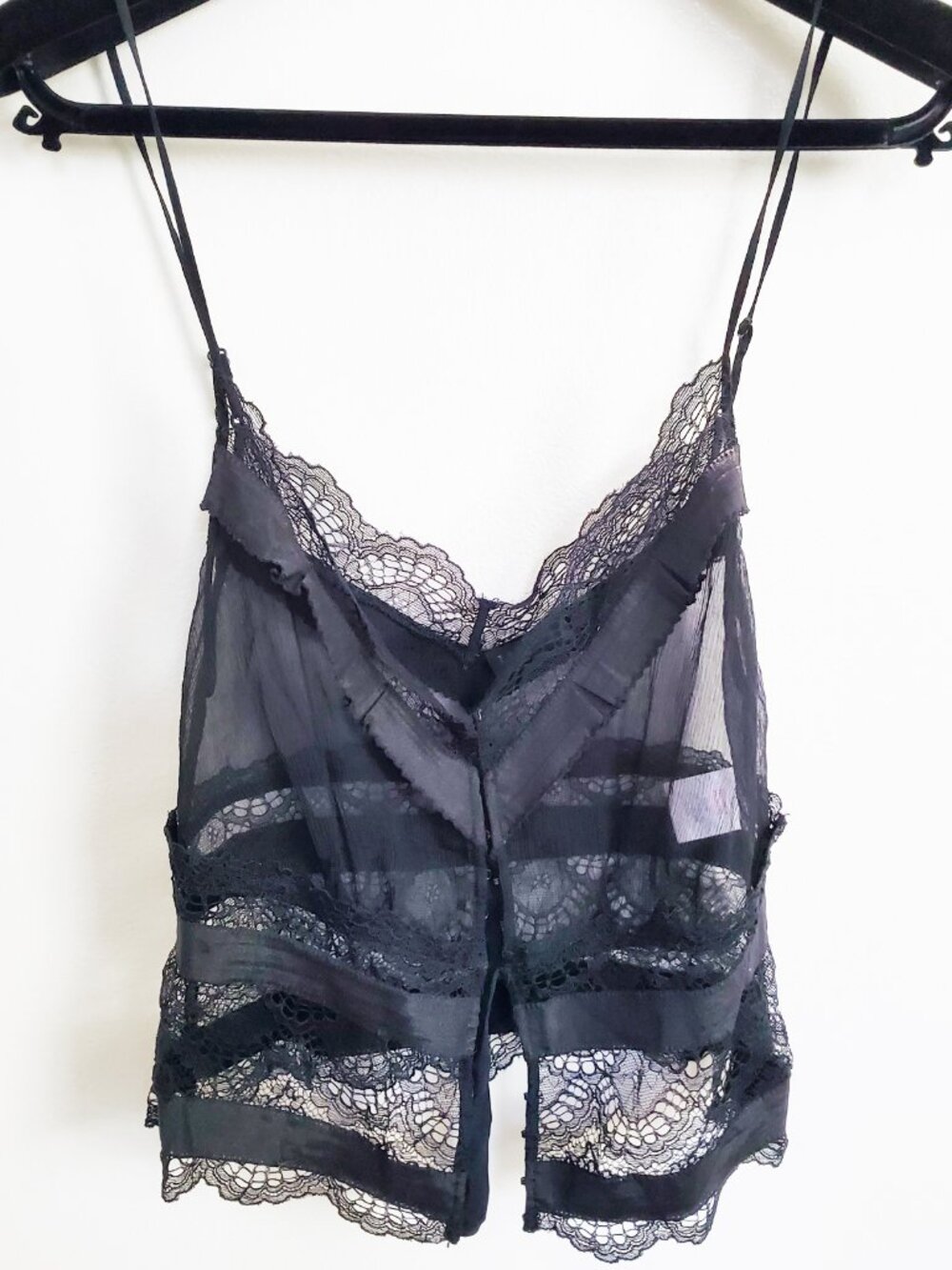 La Perla Black Lace Hook & Eye Silk Chiffon Camisole Size 1
